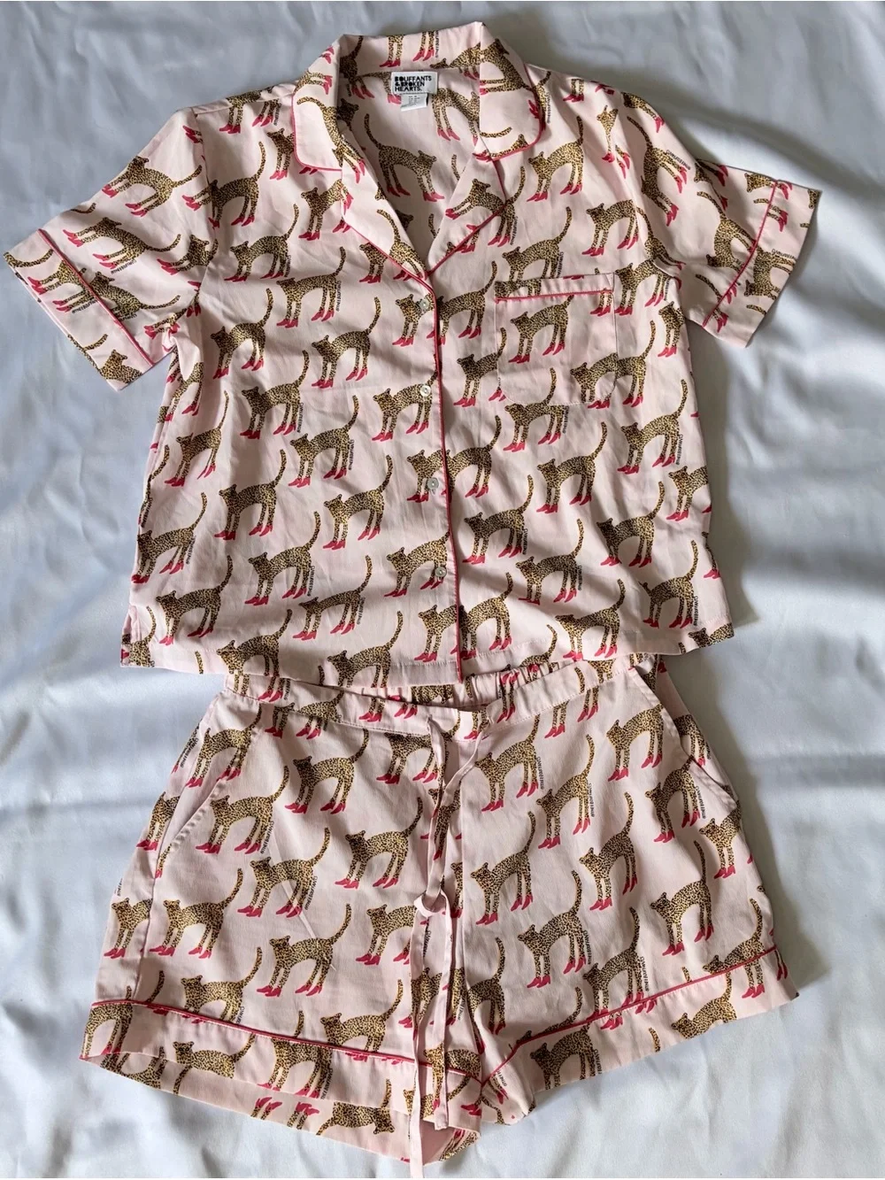 Printed Short Pajama Set in Light Pink